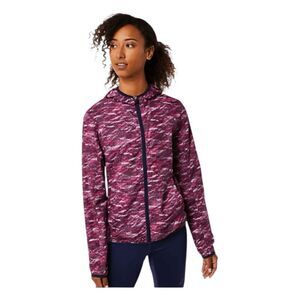Asics Packable Windbreaker Jacket Purple Deep Mars Print L